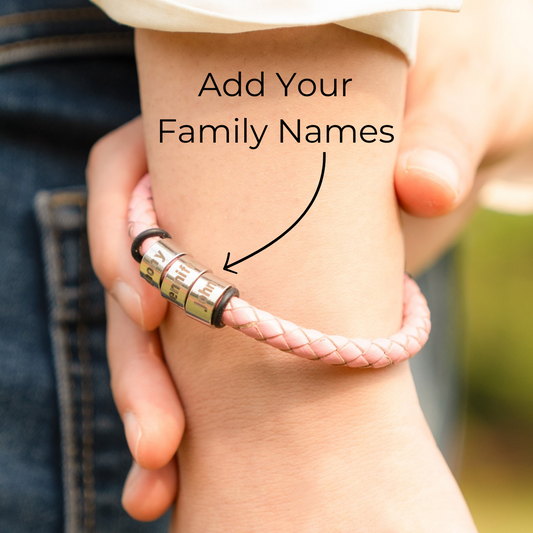 Personalized Leather Bracelet with Custom Beads + FREE Gift Bag